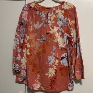 Soft Surroundings Floral Terracotta Blouse